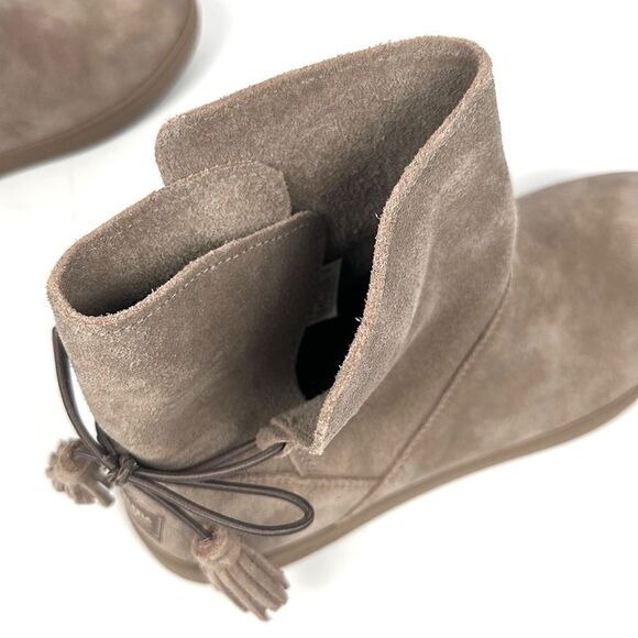 New Koolaburra By Ugg Skyller Ankle Boots Taupe Suede Slip-on Back Tassels US 9 - Picture 9 of 13